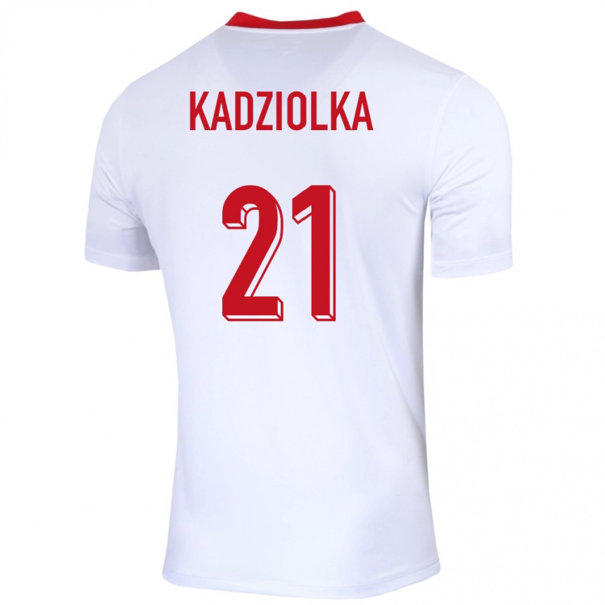 Kids Football Poland Szymon Kadziolka #21 White Home Jersey 24-26 T-Shirt