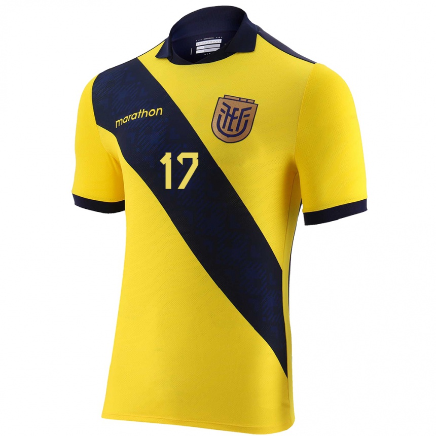 Kids Football Ecuador Mathias Solis #17 Yellow Home Jersey 24-26 T-Shirt