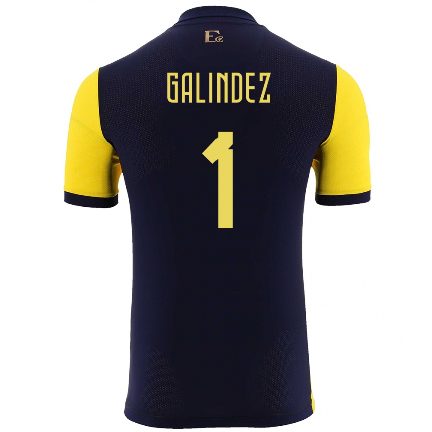 Kids Football Ecuador Hernan Galindez #1 Yellow Home Jersey 24-26 T-Shirt