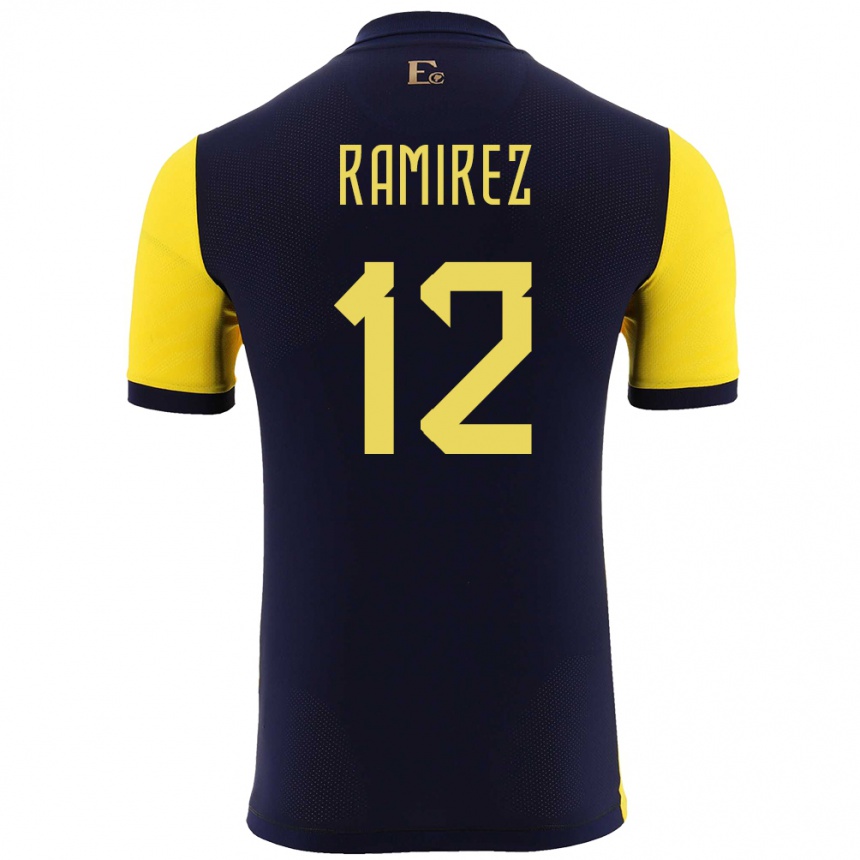 Kids Football Ecuador Moises Ramirez #12 Yellow Home Jersey 24-26 T-Shirt