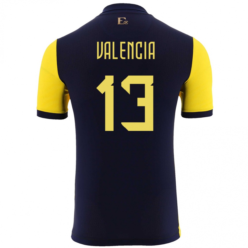 Kids Football Ecuador Enner Valencia #13 Yellow Home Jersey 24-26 T-Shirt