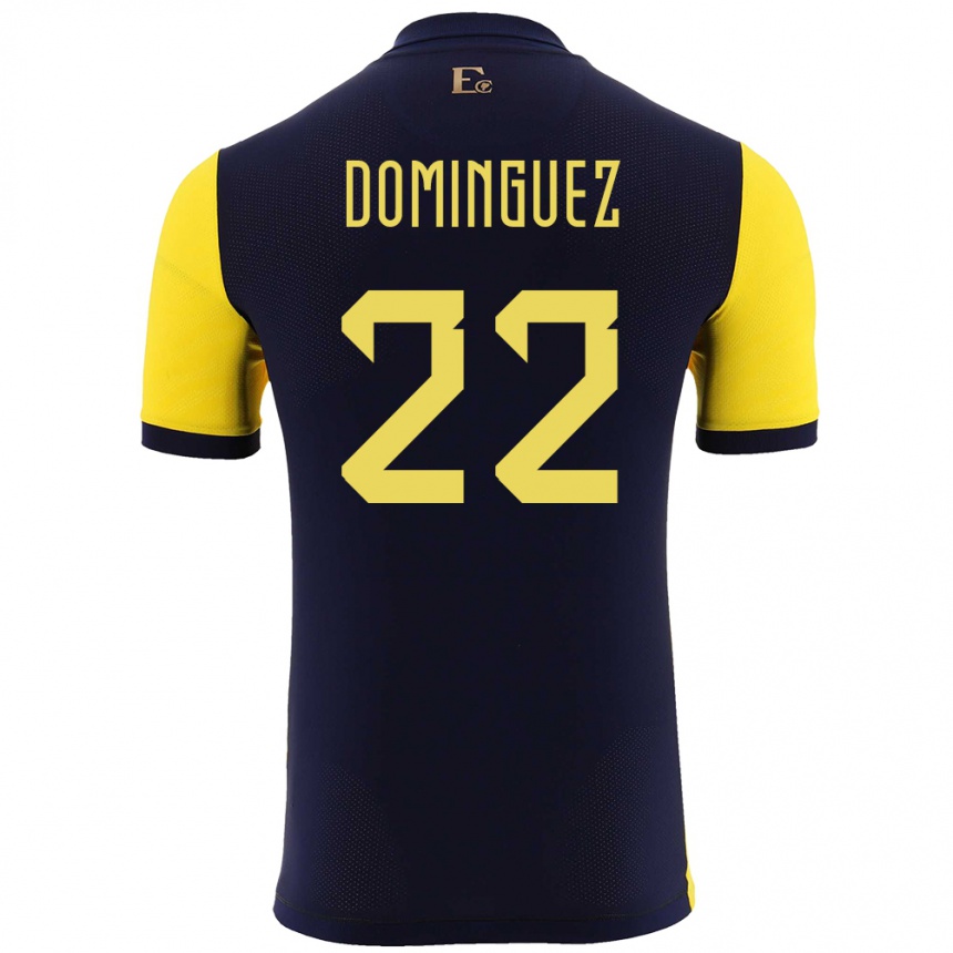 Kids Football Ecuador Alexander Dominguez #22 Yellow Home Jersey 24-26 T-Shirt