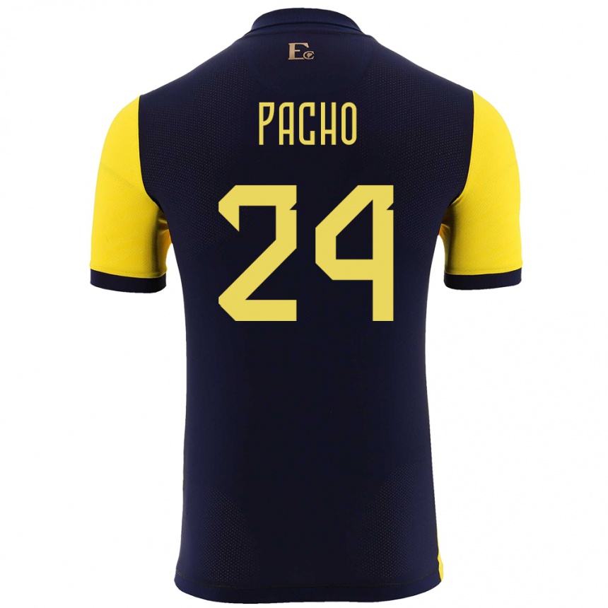 Kids Football Ecuador William Pacho #24 Yellow Home Jersey 24-26 T-Shirt