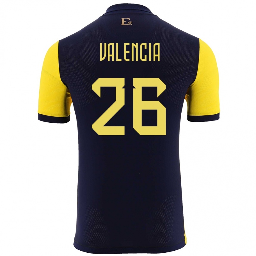 Kids Football Ecuador Anthony Valencia #26 Yellow Home Jersey 24-26 T-Shirt