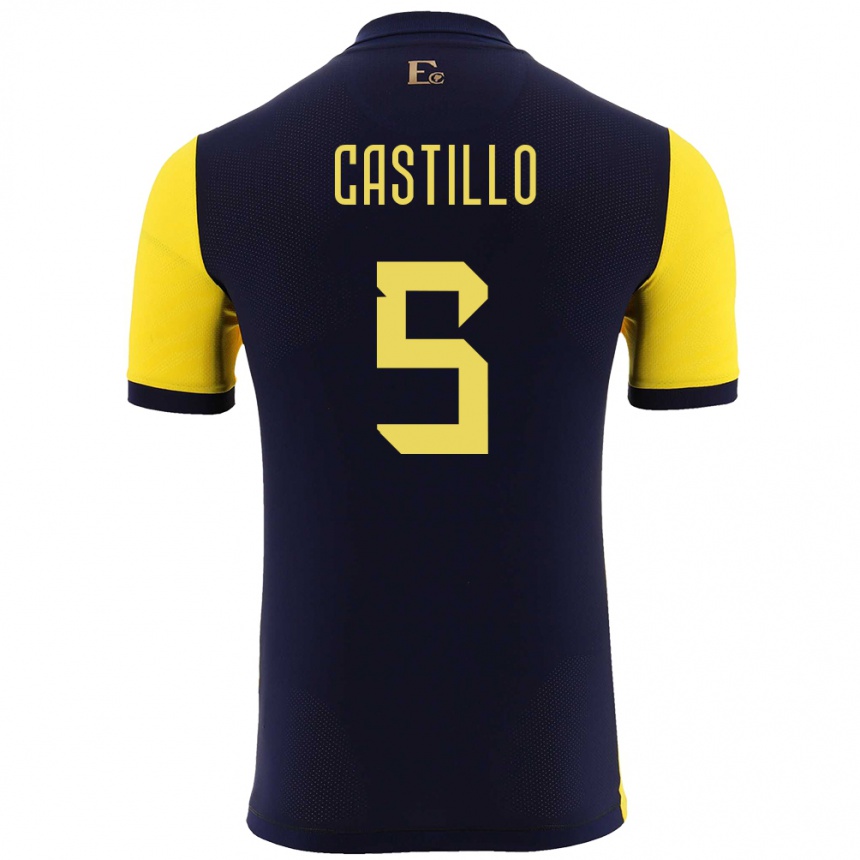 Kids Football Ecuador Denil Castillo #5 Yellow Home Jersey 24-26 T-Shirt