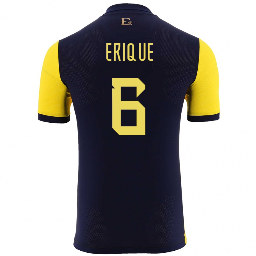 Kids Football Ecuador Yeltzin Erique #6 Yellow Home Jersey 24-26 T-Shirt