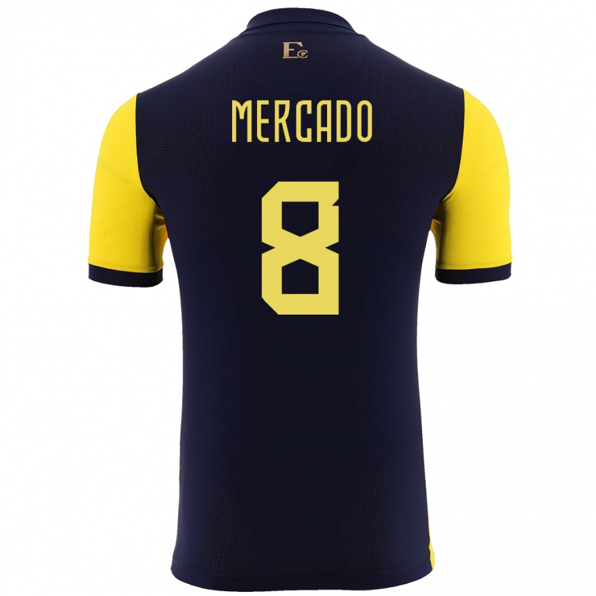 Kids Football Ecuador Patrik Mercado #8 Yellow Home Jersey 24-26 T-Shirt