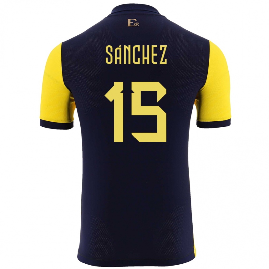 Kids Football Ecuador Juan Sanchez #15 Yellow Home Jersey 24-26 T-Shirt