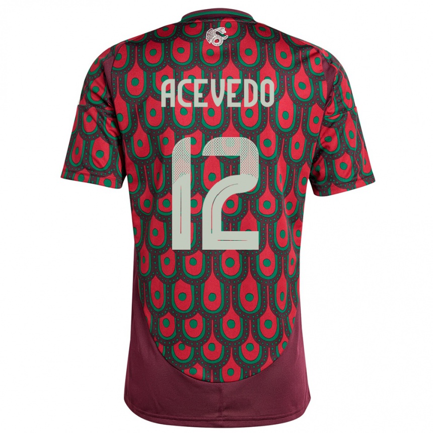 Kids Football Mexico Carlos Acevedo #12 Maroon Home Jersey 24-26 T-Shirt