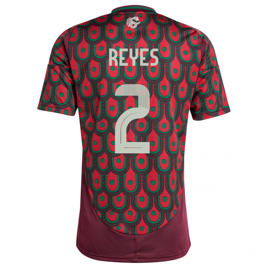 Kids Football Mexico Luis Reyes #2 Maroon Home Jersey 24-26 T-Shirt