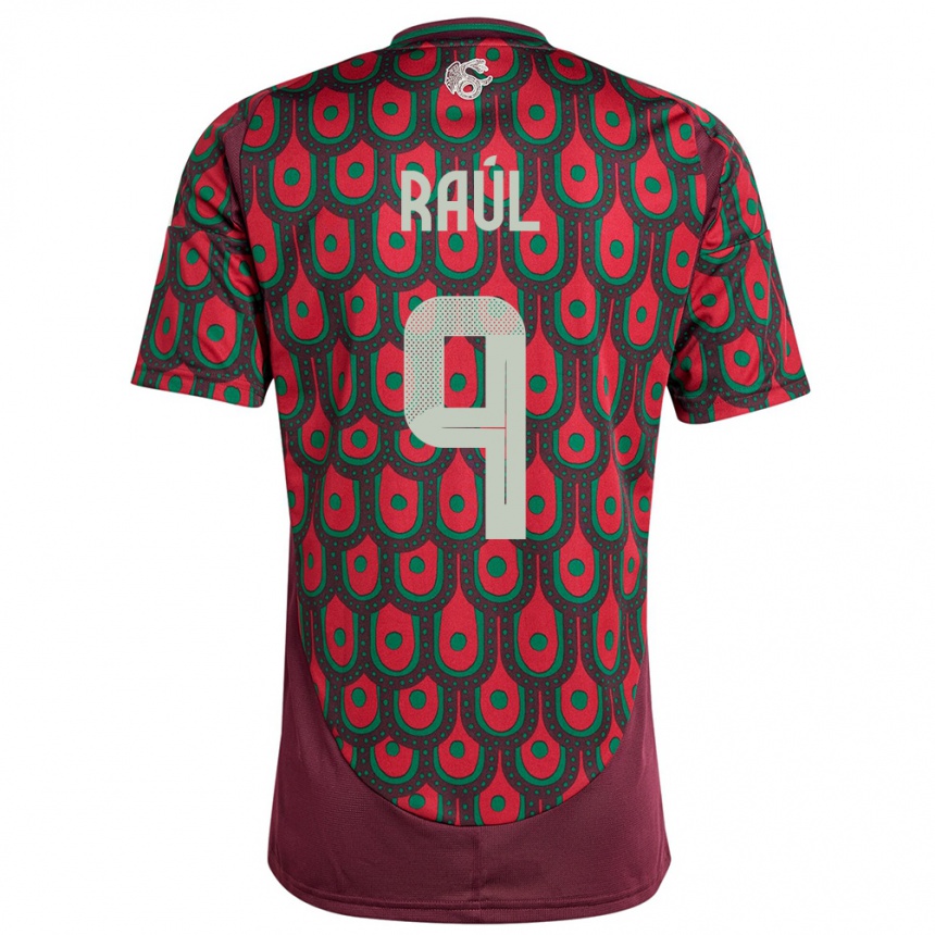 Kids Football Mexico Raul Jimenez #9 Maroon Home Jersey 24-26 T-Shirt