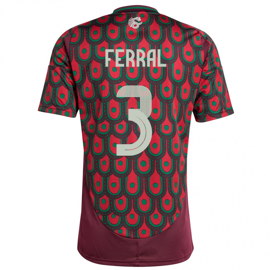 Kids Football Mexico Cristina Ferral #3 Maroon Home Jersey 24-26 T-Shirt