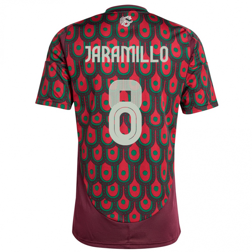 Kids Football Mexico Carolina Jaramillo #8 Maroon Home Jersey 24-26 T-Shirt