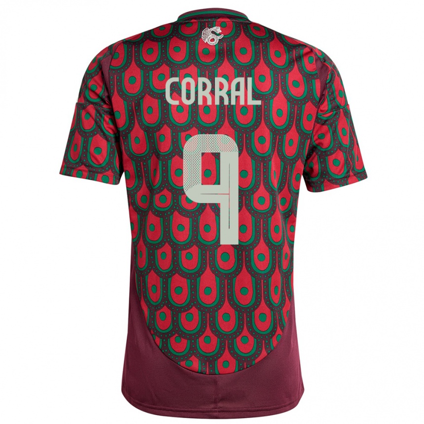 Kids Football Mexico Charlyn Corral #9 Maroon Home Jersey 24-26 T-Shirt