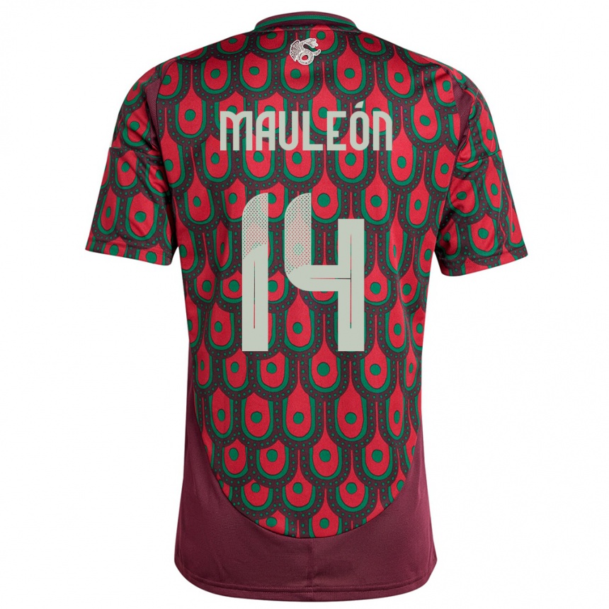 Kids Football Mexico Natalia Mauleon #14 Maroon Home Jersey 24-26 T-Shirt