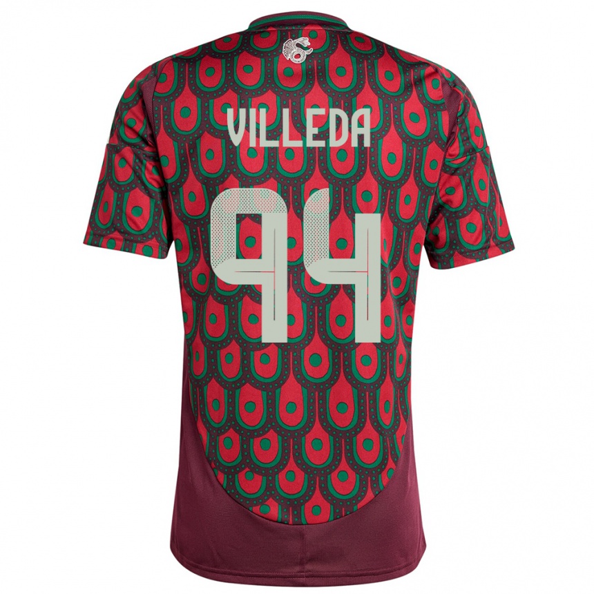 Kids Football Mexico Melany Villeda #94 Maroon Home Jersey 24-26 T-Shirt