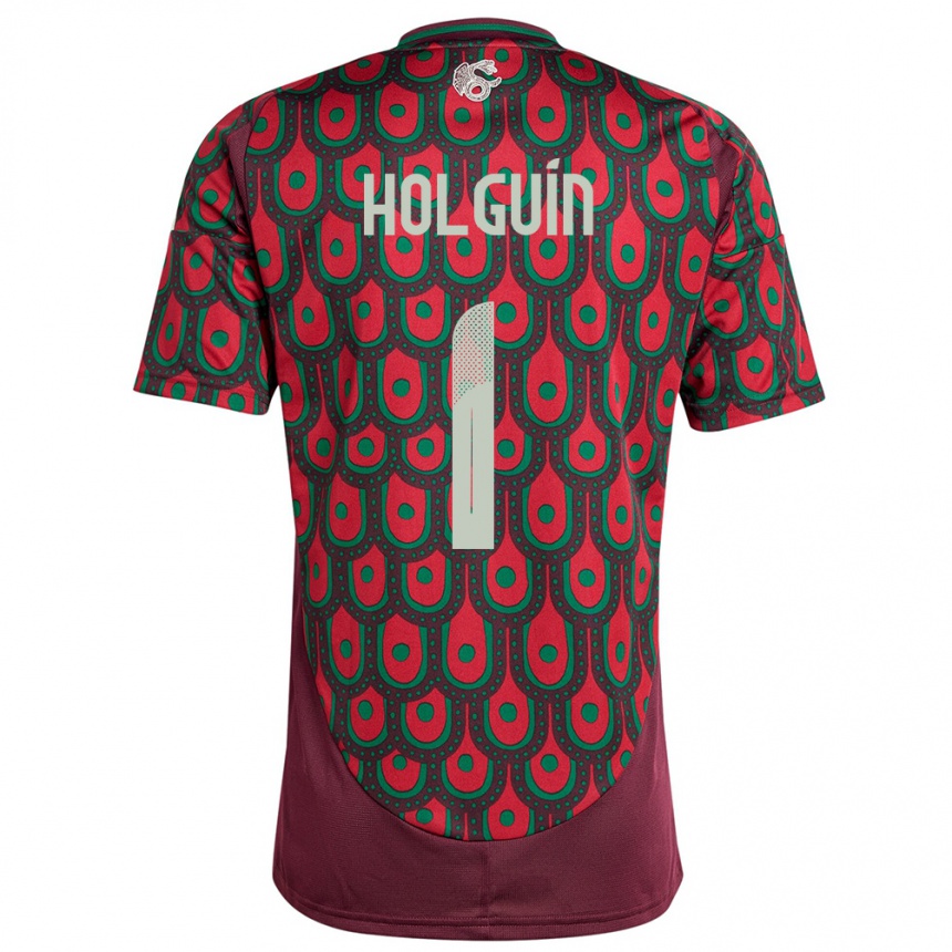 Kids Football Mexico Hector Holguin #1 Maroon Home Jersey 24-26 T-Shirt