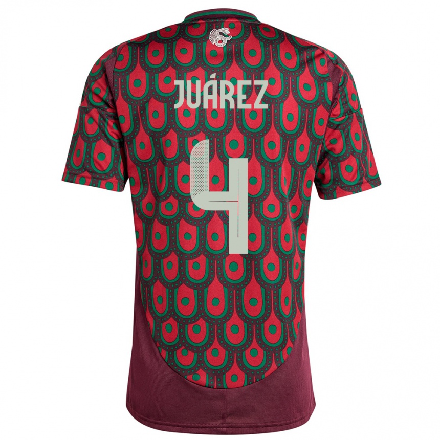 Kids Football Mexico Ramon Juarez #4 Maroon Home Jersey 24-26 T-Shirt