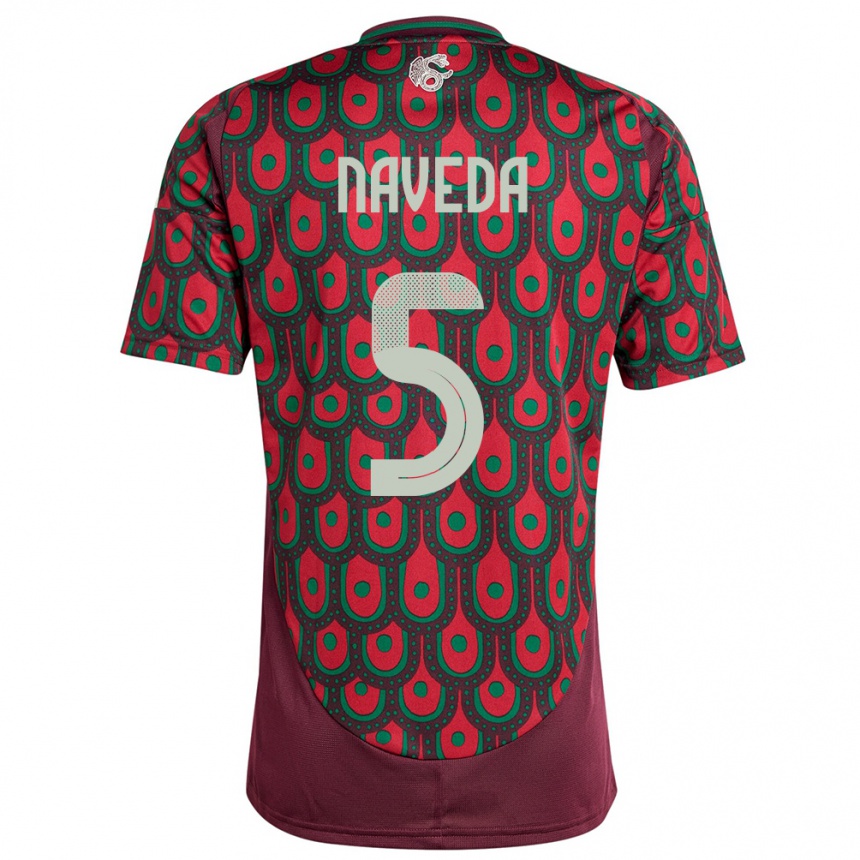 Kids Football Mexico Santiago Naveda #5 Maroon Home Jersey 24-26 T-Shirt