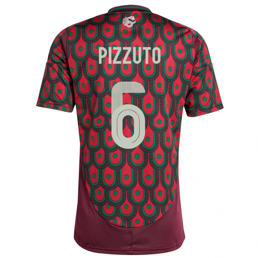 Kids Football Mexico Eugenio Pizzuto #6 Maroon Home Jersey 24-26 T-Shirt