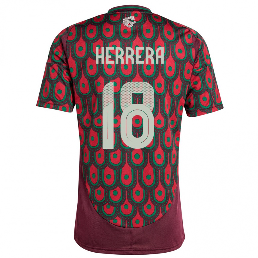 Kids Football Mexico Ozziel Herrera #18 Maroon Home Jersey 24-26 T-Shirt