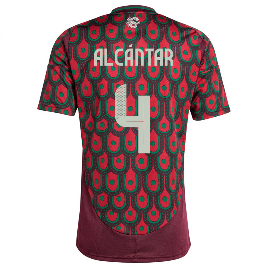 Kids Football Mexico Jesus Alcantar #4 Maroon Home Jersey 24-26 T-Shirt