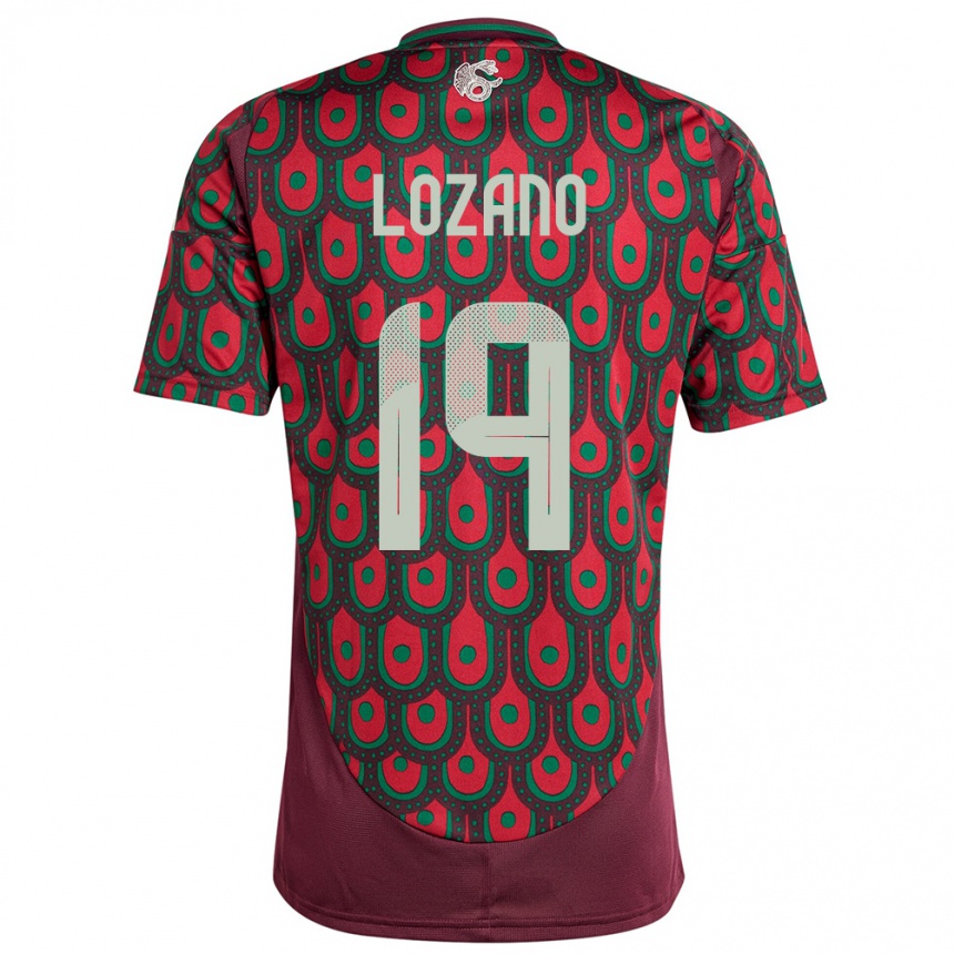 Kids Football Mexico Esteban Lozano #19 Maroon Home Jersey 24-26 T-Shirt