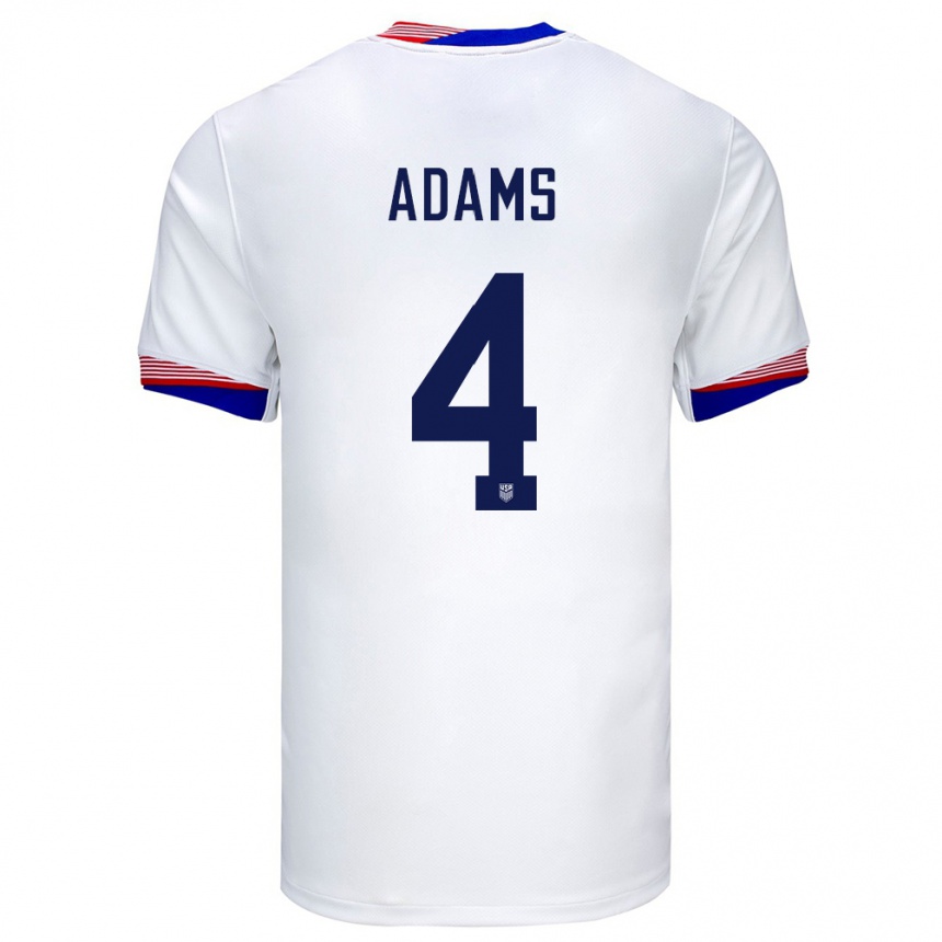 Kids Football United States Tyler Adams #4 White Home Jersey 24-26 T-Shirt