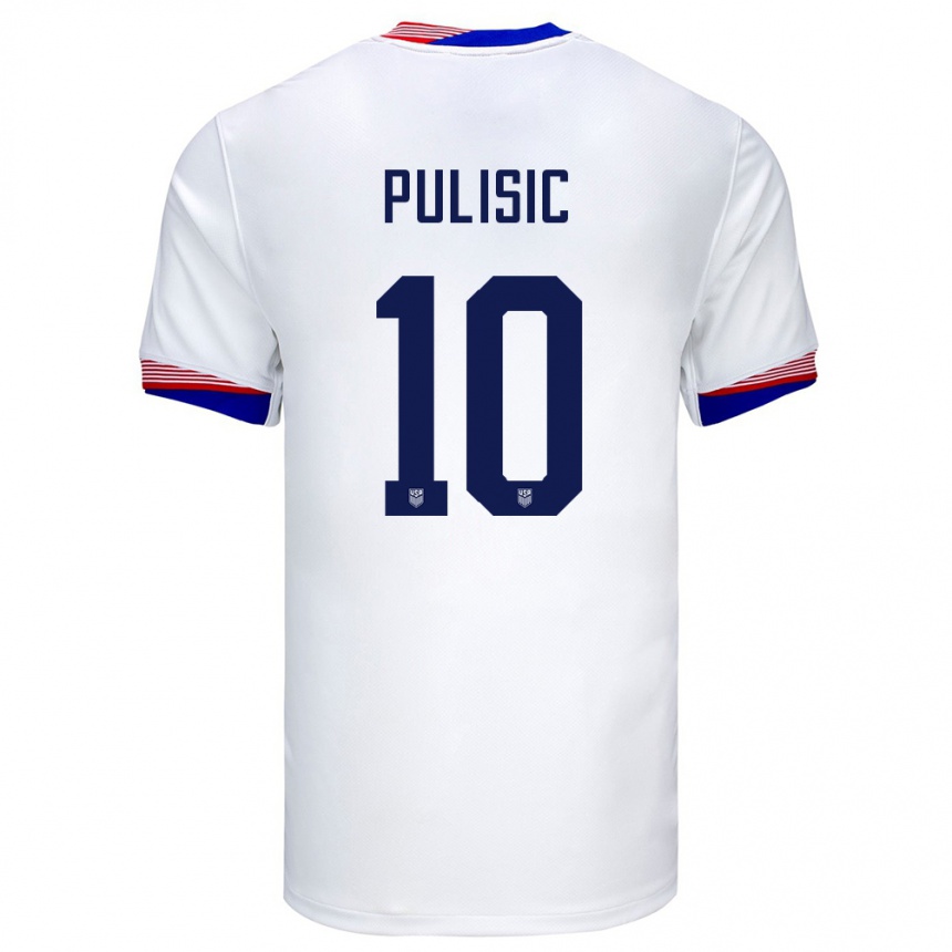 Kids Football United States Christian Pulisic #10 White Home Jersey 24-26 T-Shirt