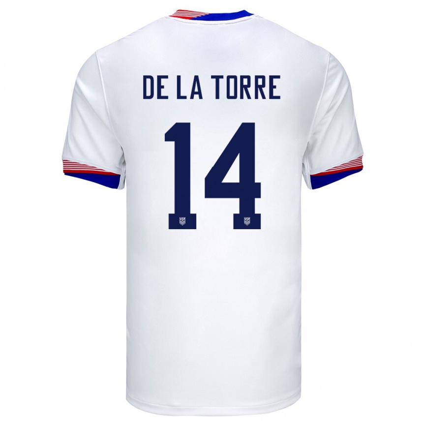 Kids Football United States Luca De La Torre #14 White Home Jersey 24-26 T-Shirt