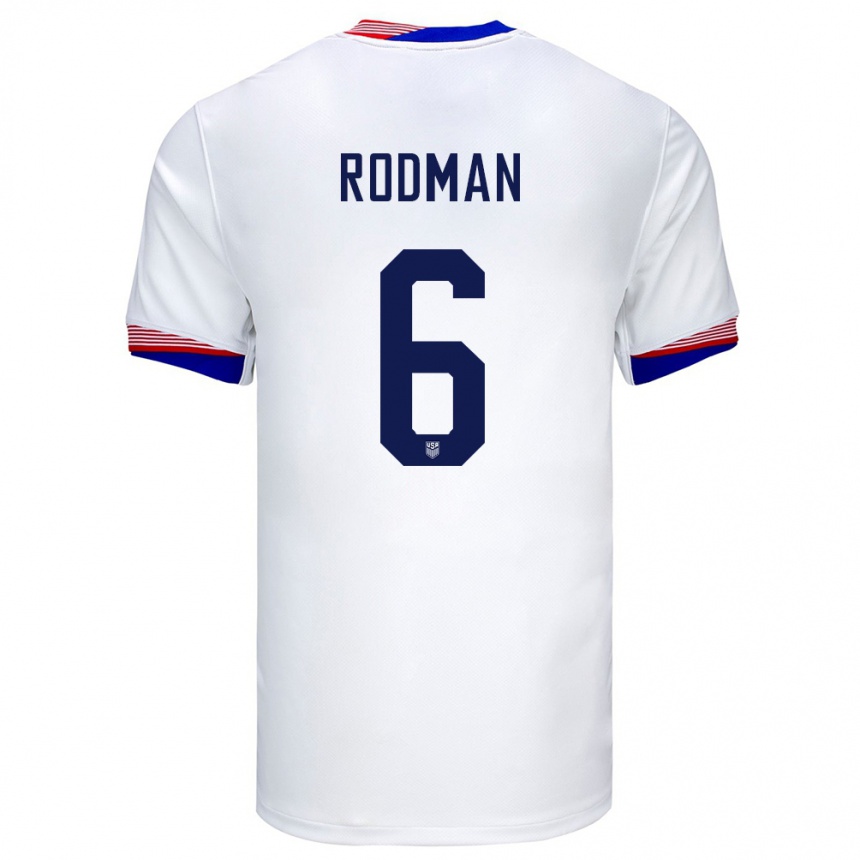 Kids Football United States Trinity Rodman #6 White Home Jersey 24-26 T-Shirt