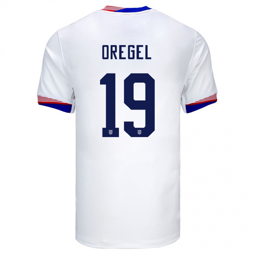 Kids Football United States Sergio Oregel #19 White Home Jersey 24-26 T-Shirt