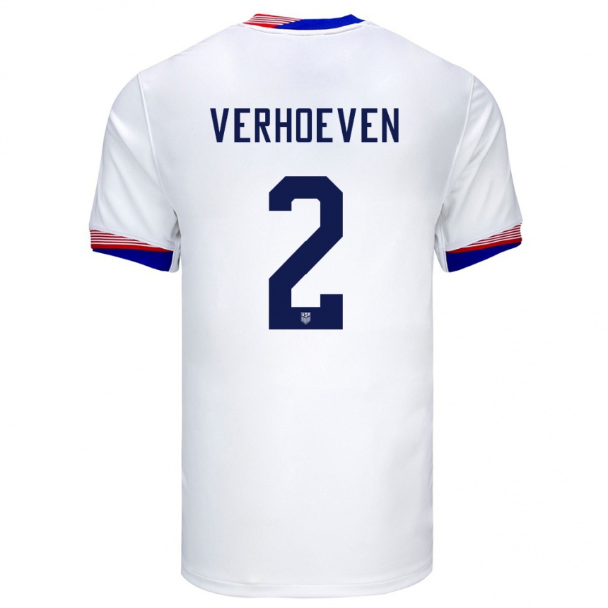 Kids Football United States Oscar Verhoeven #2 White Home Jersey 24-26 T-Shirt