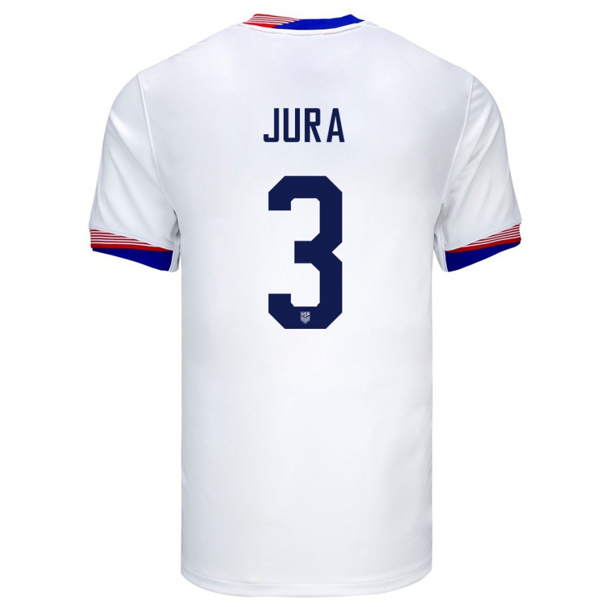 Kids Football United States Sawyer Jura #3 White Home Jersey 24-26 T-Shirt