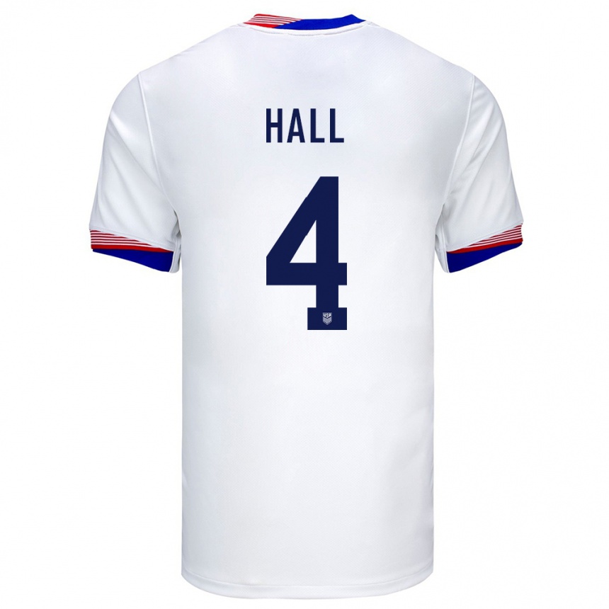 Kids Football United States Tyler Hall #4 White Home Jersey 24-26 T-Shirt