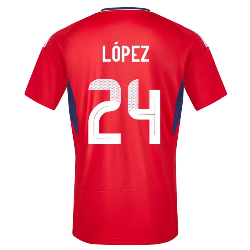 Kids Football Costa Rica Douglas Lopez #24 Red Home Jersey 24-26 T-Shirt