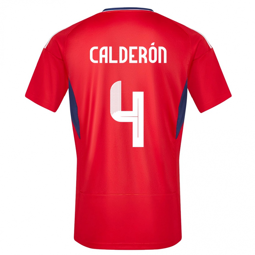 Kids Football Costa Rica Brandon Calderon #4 Red Home Jersey 24-26 T-Shirt