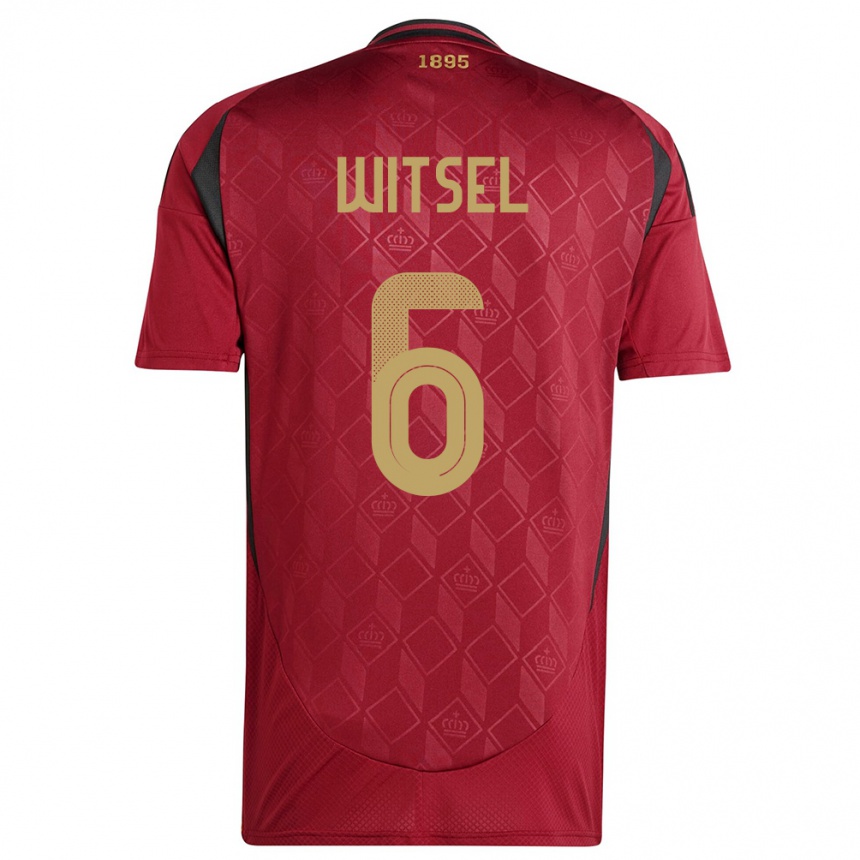 Kids Football Belgium Axel Witsel #6 Burgundy Home Jersey 24-26 T-Shirt