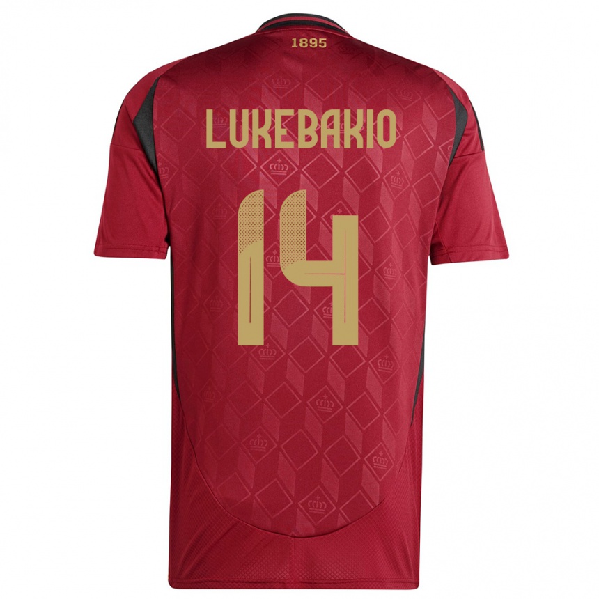 Kids Football Belgium Dodi Lukebakio #14 Burgundy Home Jersey 24-26 T-Shirt