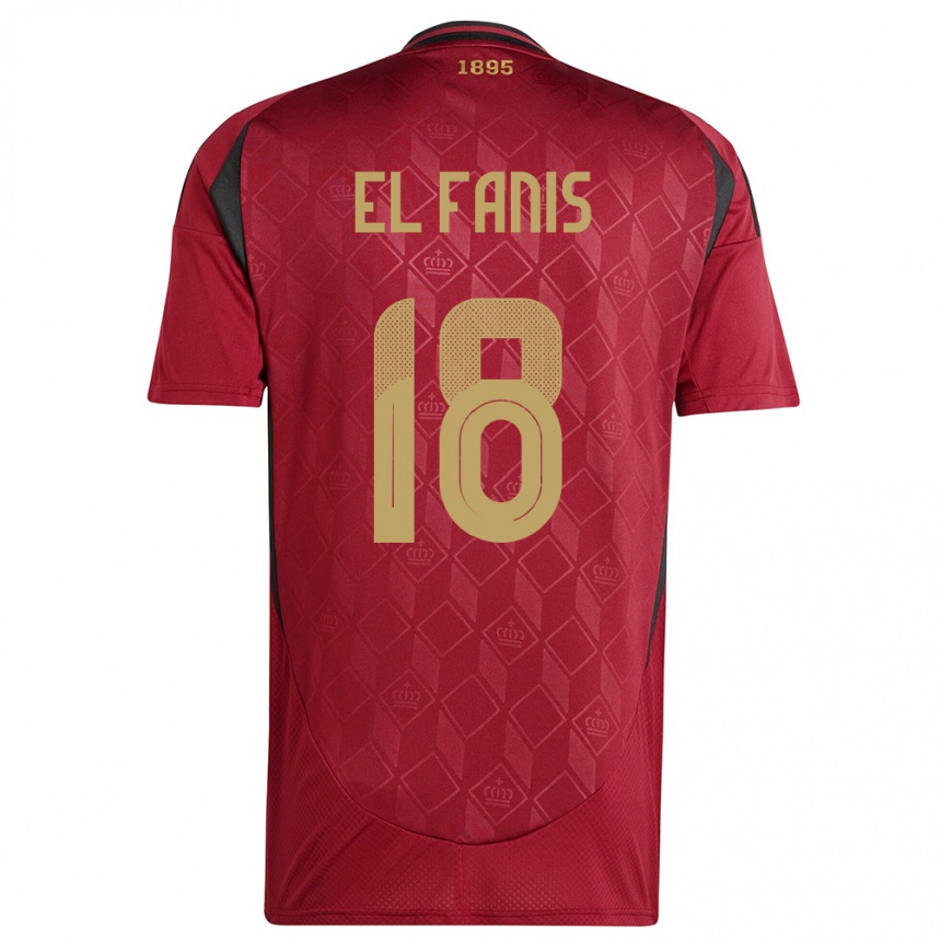 Kids Football Belgium Mouad El Fanis #18 Burgundy Home Jersey 24-26 T-Shirt