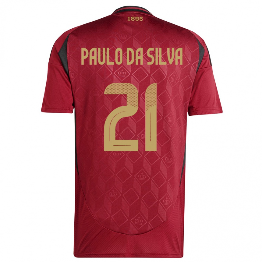 Kids Football Belgium Thiago Paulo Da Silva #21 Burgundy Home Jersey 24-26 T-Shirt
