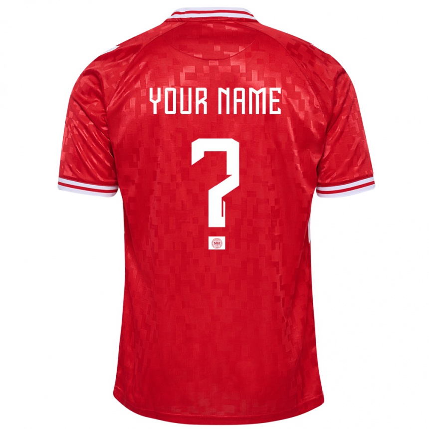 Kids Football Denmark Your Name #0 Red Home Jersey 24-26 T-Shirt
