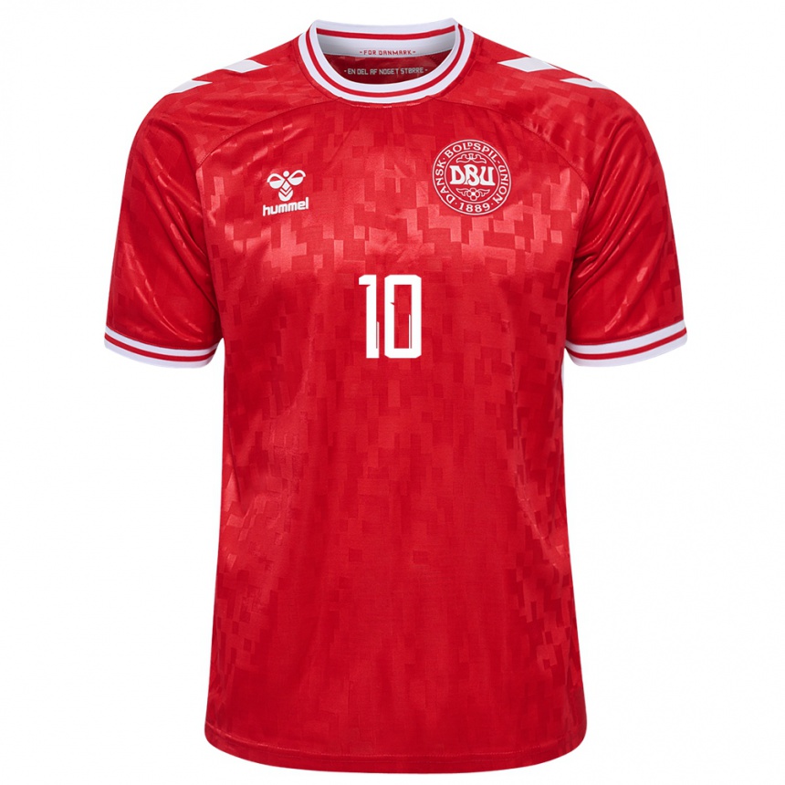 Kids Football Denmark Christian Eriksen #10 Red Home Jersey 24-26 T-Shirt