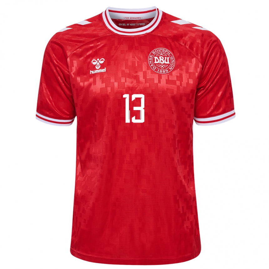 Kids Football Denmark Sofie Junge #13 Red Home Jersey 24-26 T-Shirt