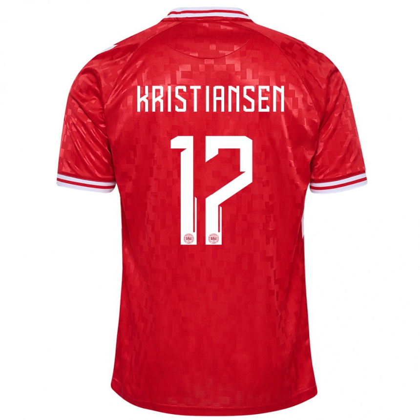 Kids Football Denmark Victor Kristiansen #17 Red Home Jersey 24-26 T-Shirt