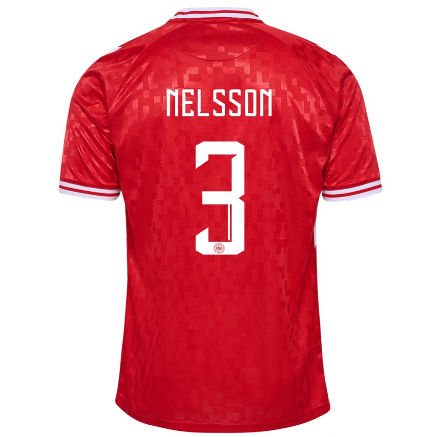 Kids Football Denmark Victor Nelsson #3 Red Home Jersey 24-26 T-Shirt