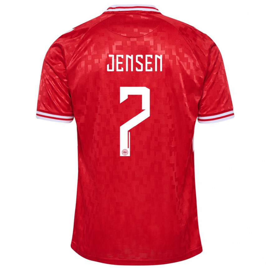 Kids Football Denmark Mathias Jensen #7 Red Home Jersey 24-26 T-Shirt