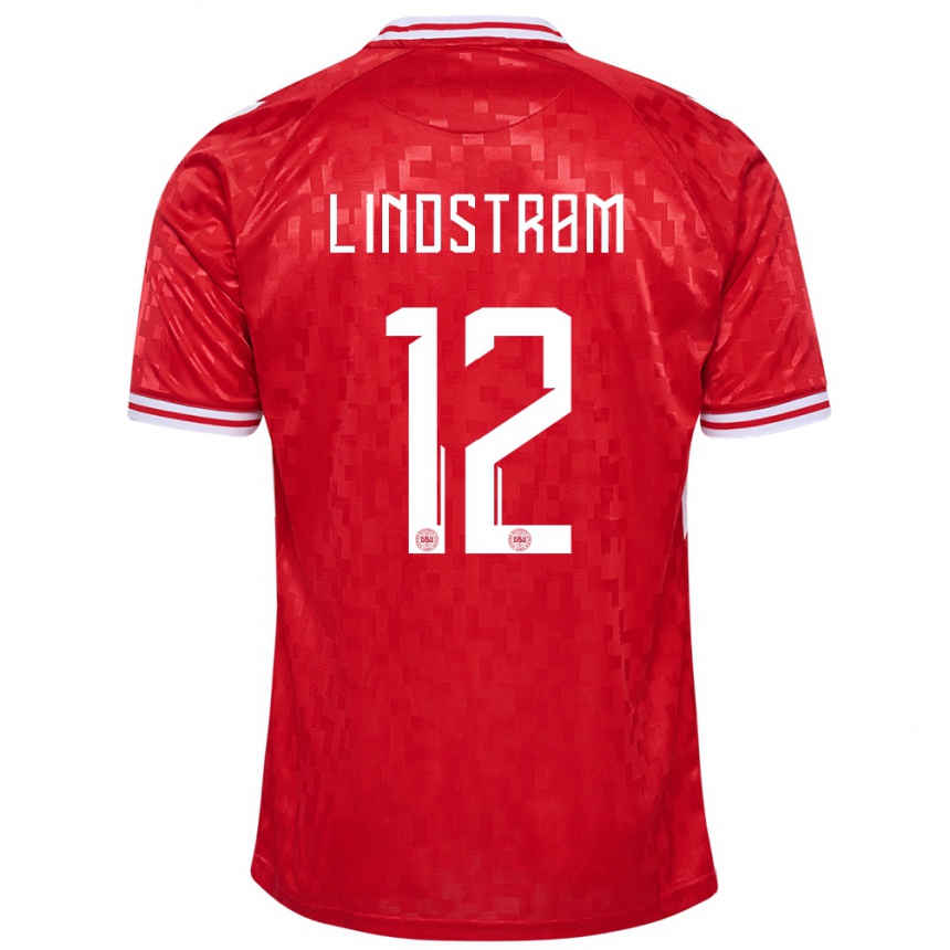 Kids Football Denmark Jesper Lindstrom #12 Red Home Jersey 24-26 T-Shirt