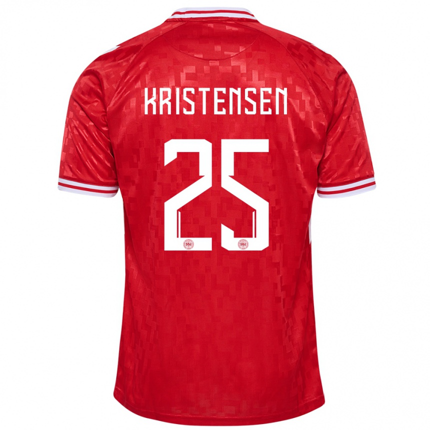 Kids Football Denmark Rasmus Kristensen #25 Red Home Jersey 24-26 T-Shirt