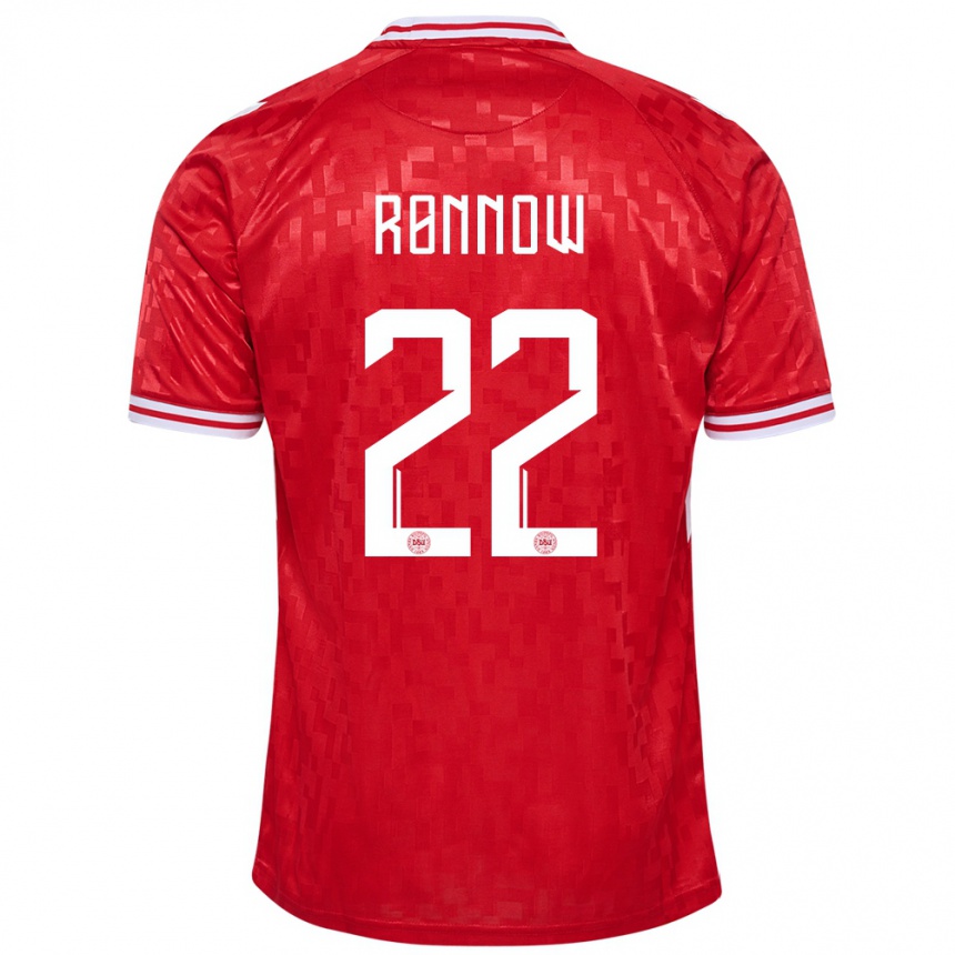 Kids Football Denmark Frederik Ronnow #22 Red Home Jersey 24-26 T-Shirt